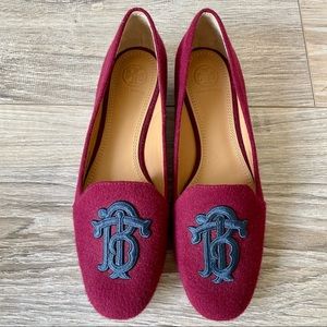 TORY BURCH Loafer Embroidered Monogram Flats